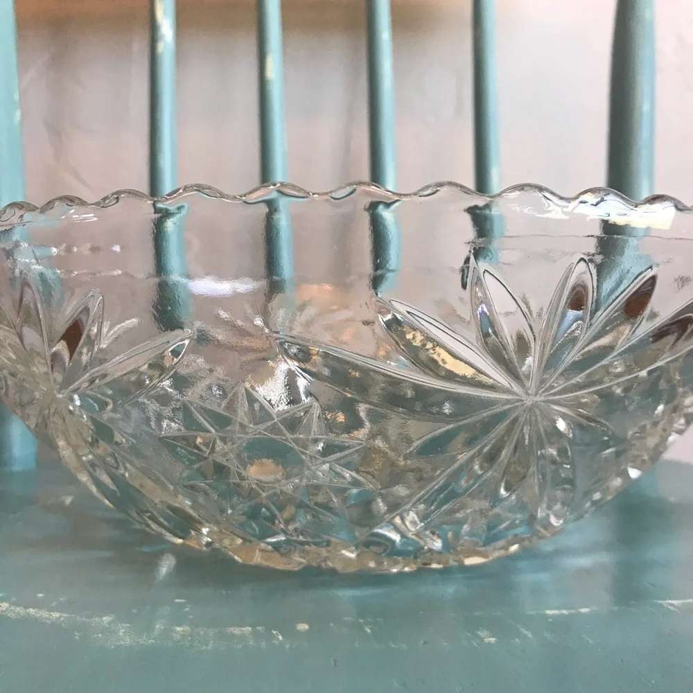 Anchor Hocking ‘Star of David’ Crystal Punch Bowl vintage‎